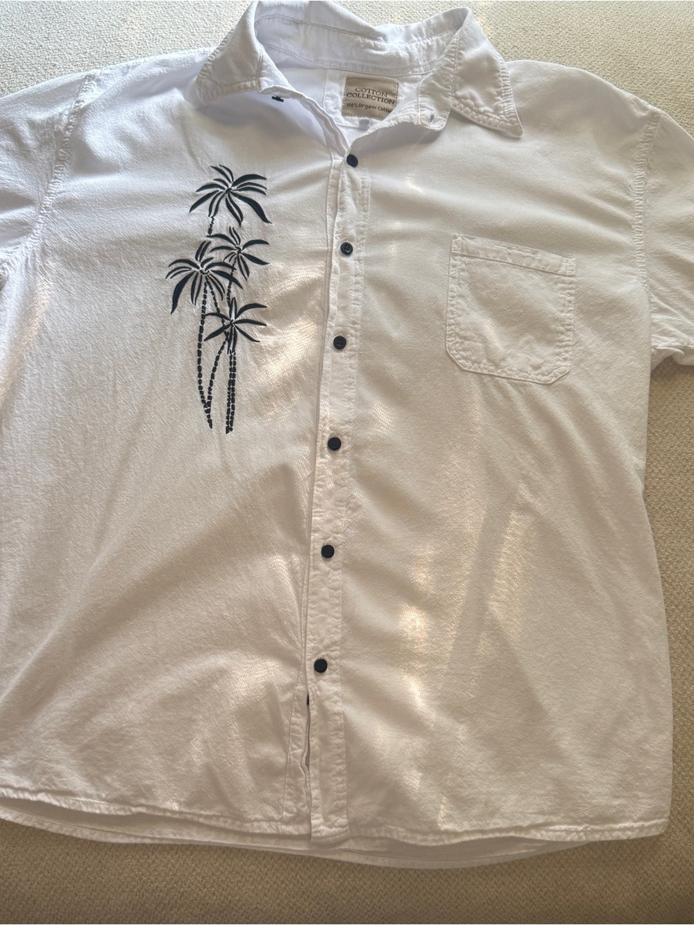 Cotton Collection White Button-Up T-Shirt - Picture 2 of 5